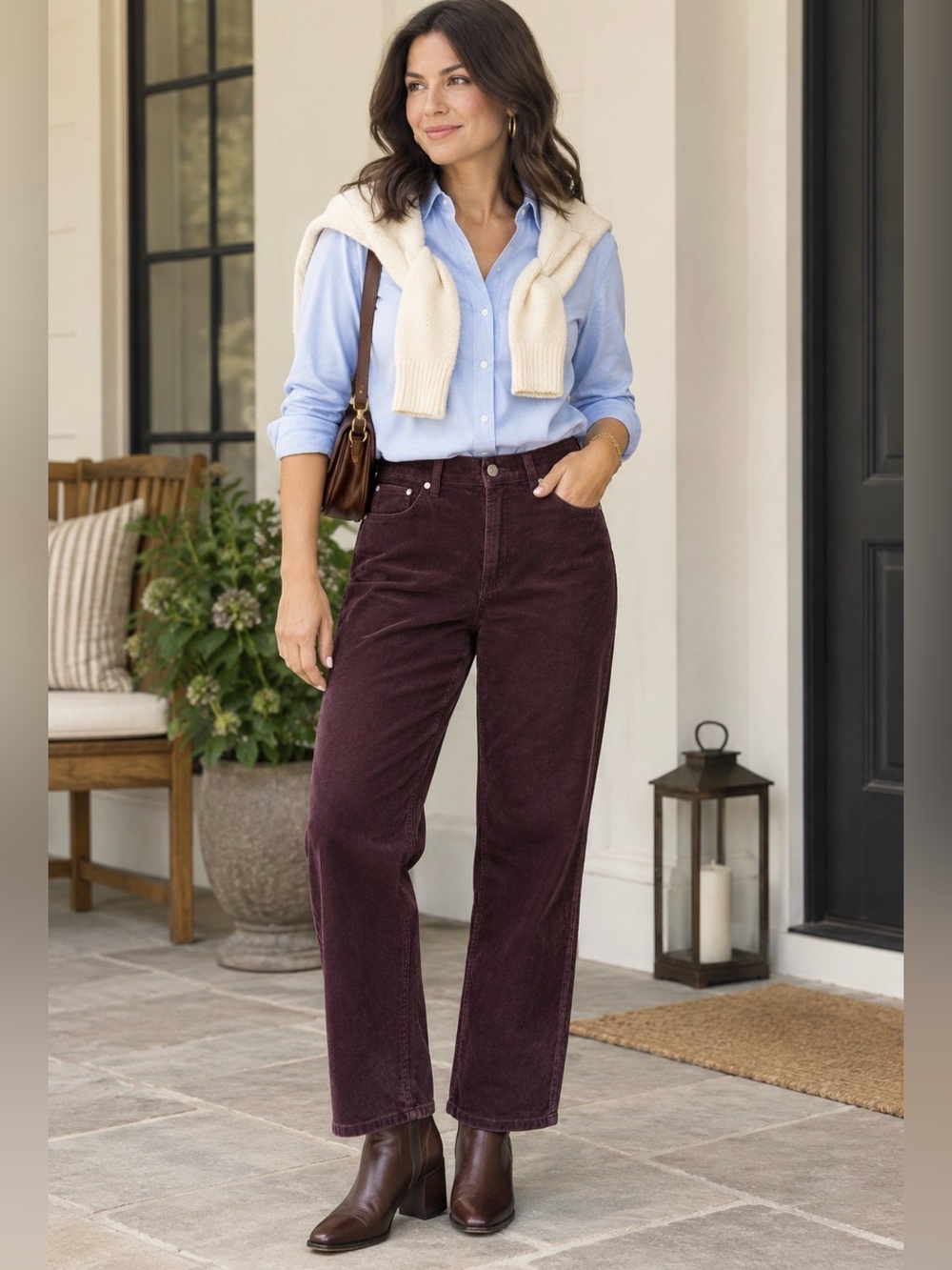 SPANX Straight-Leg Corduroy Pants in Deep Chocolate Brown
